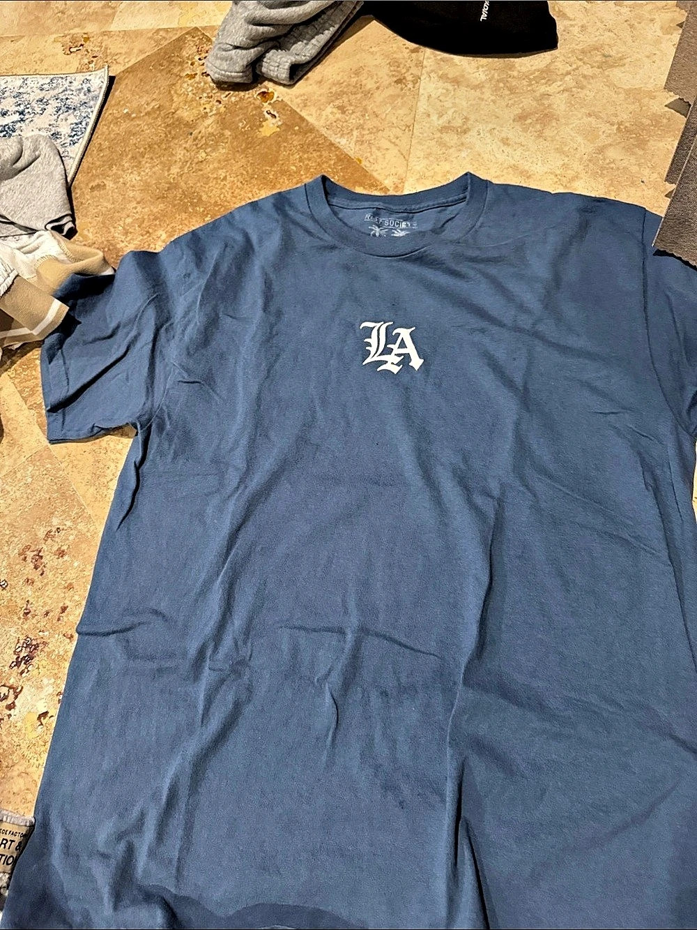 Riot Society LA Embroidered T-Shirt Blue